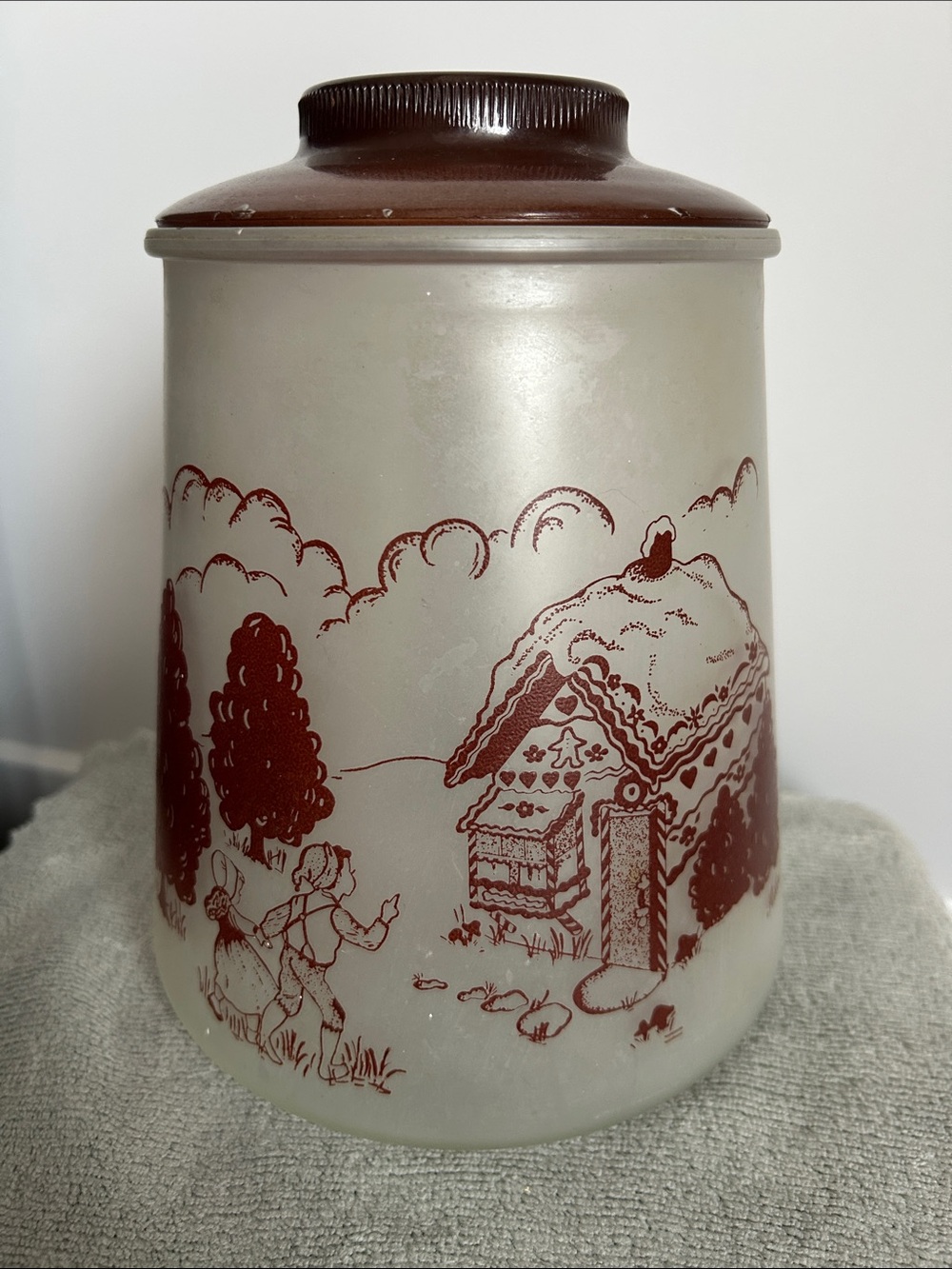Vintage Frosted Glass Bartlett Collins Hansel & Gretel Cookie Jar